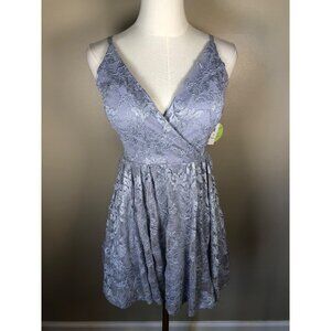 NWT Speechless Blue Lace Spaghetti Strap Fit-And-Flare Dress With V-Neck Size 1